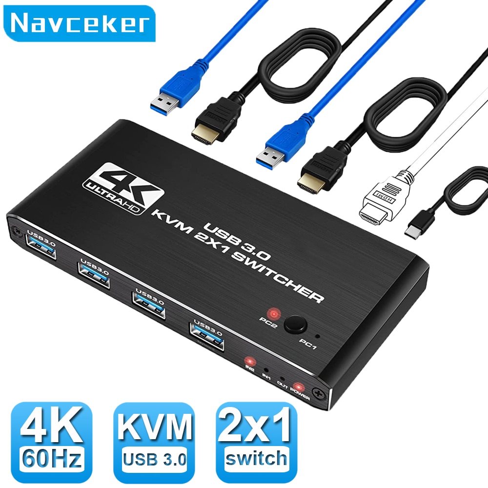 4K USB KVM ġ USB 3.0 ó 8K HDMI ȣȯ KVM ġ 2 In 1 Out, 2 PC  Ű 콺 EDID / HDCP 